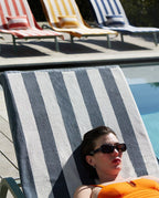 Serviette de plage Rayures Riviera 90x200 | Gris / Crème