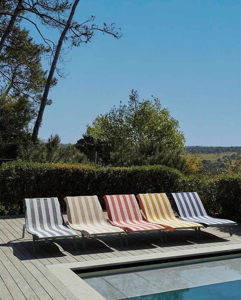 Serviette de plage Rayures Riviera 90x200 | Rouille / Crème