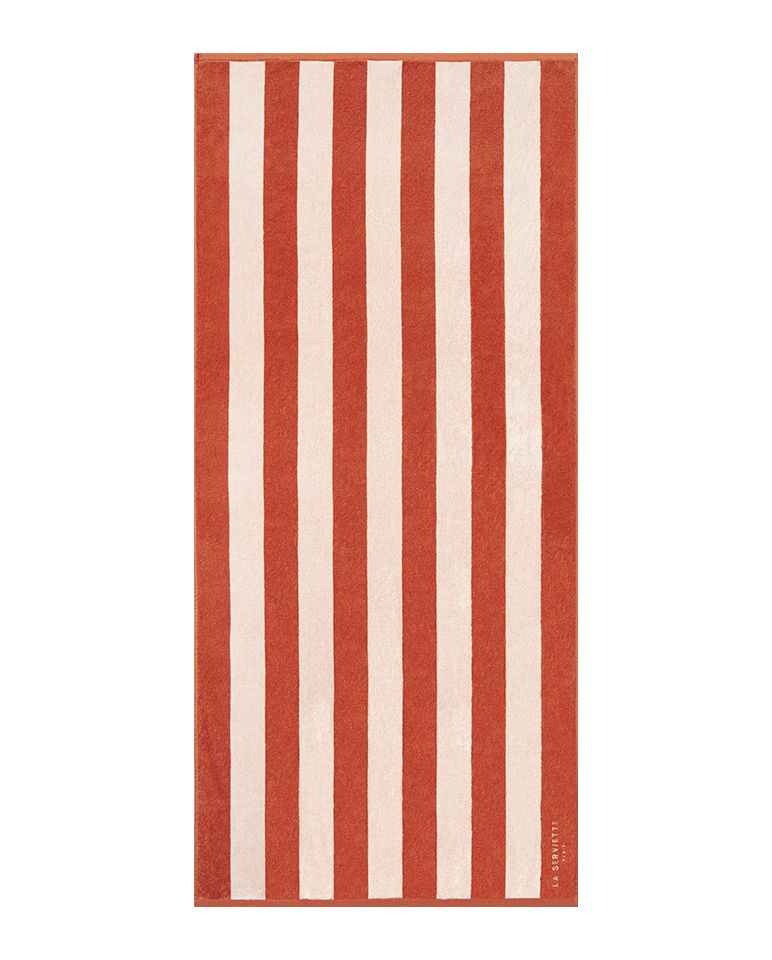 Serviette de plage Rayures Riviera 90x200 | Rouille / Crème