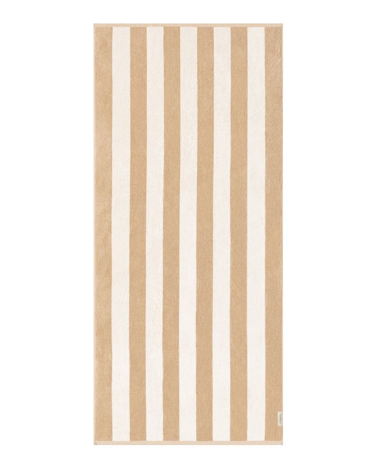Riviera Stripes Beach Towel 90x200 | Sand / Cream