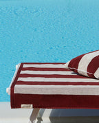 Serviette de plage Rayures Riviera 90x200 | Rouge Grenat / Crème