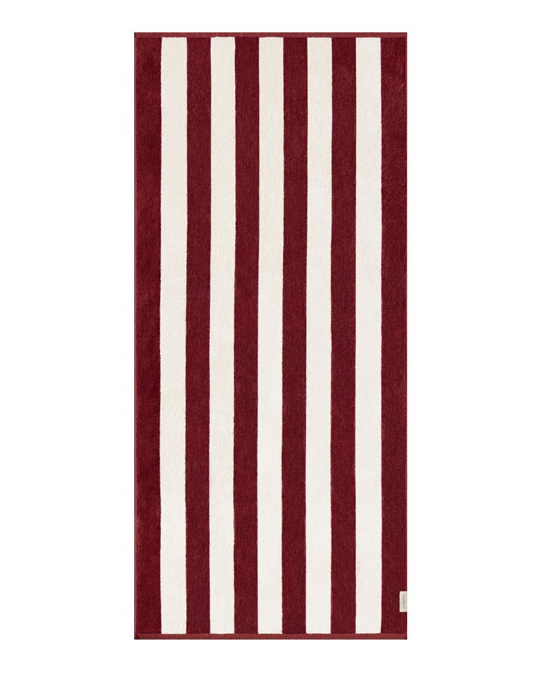Serviette de plage Rayures Riviera 90x200 | Rouge Grenat / Crème