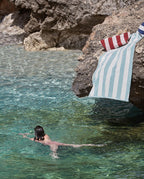 Serviette de plage Rayures Riviera 90x200 | Vert d'eau / Crème