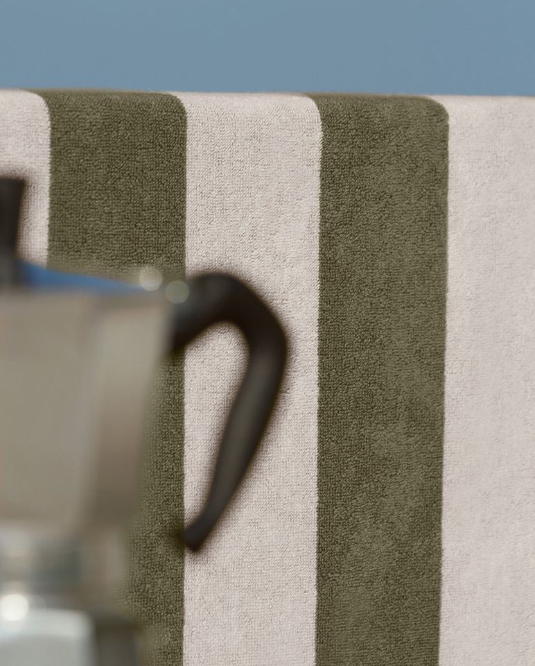 Riviera Stripes Beach Towel 90x200 | Olive Green / Cream