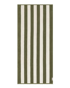 Serviette de plage Rayures Riviera 90x200 | Vert Olive / Crème