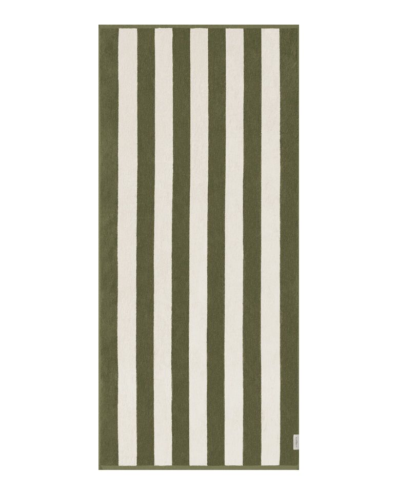 Riviera Stripes Beach Towel 90x200 | Olive Green / Cream
