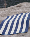 Serviette de plage Rayures Riviera 90x170 | Bleu Océan / Crème