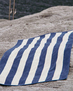 Serviette de plage Rayures Riviera 90x170 | Bleu Océan / Crème