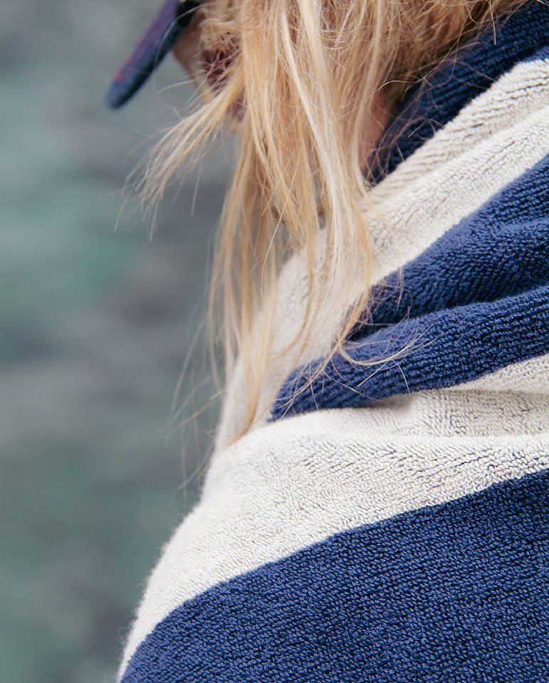 Riviera Stripe Beach Towel 90x170 | Ocean Blue / Cream