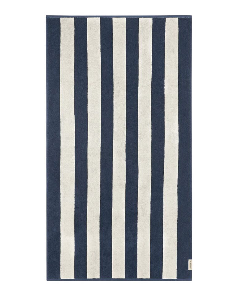 Riviera Stripe Beach Towel 90x170 | Ocean Blue / Cream