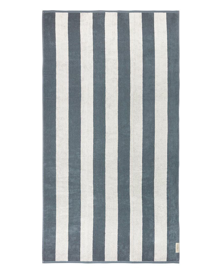 Riviera Stripe Beach Towel 90x170 | Grey / Cream