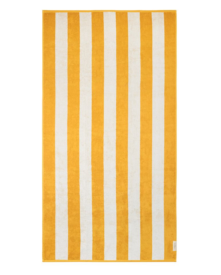 Serviette de plage Rayures Riviera 90x170 | Jaune Gold / Crème