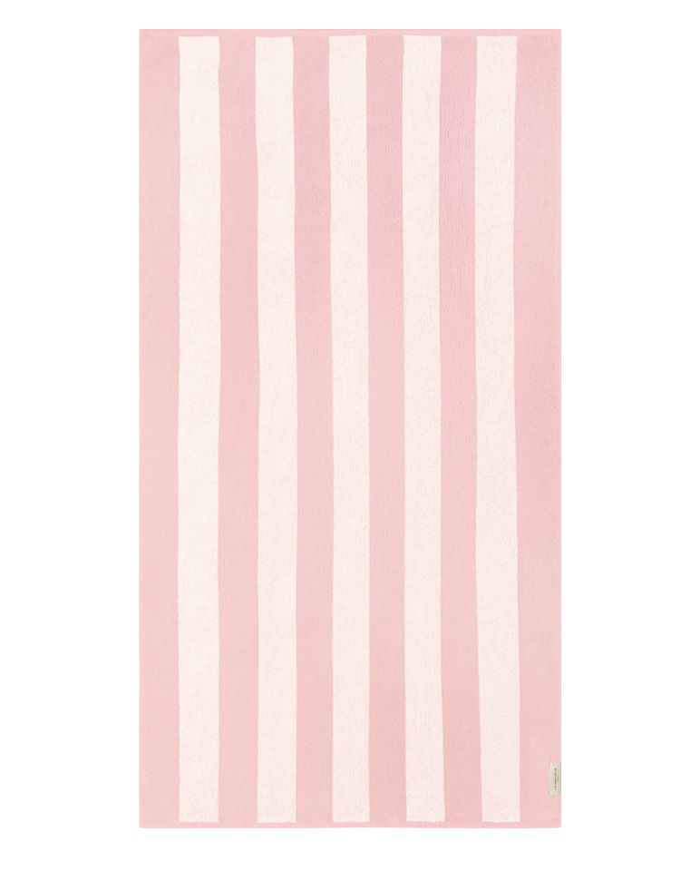 Riviera Striped Beach Towel 90x170 | Nymph Pink / Cream