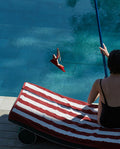 Serviette de plage Rayures Riviera 90x170 | Rouge Grenat / Crème