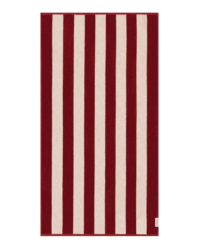 Serviette de plage Rayures Riviera 90x170 | Rouge Grenat / Crème