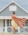 Serviette de plage Rayures Riviera 90x170 | Rouille / Crème