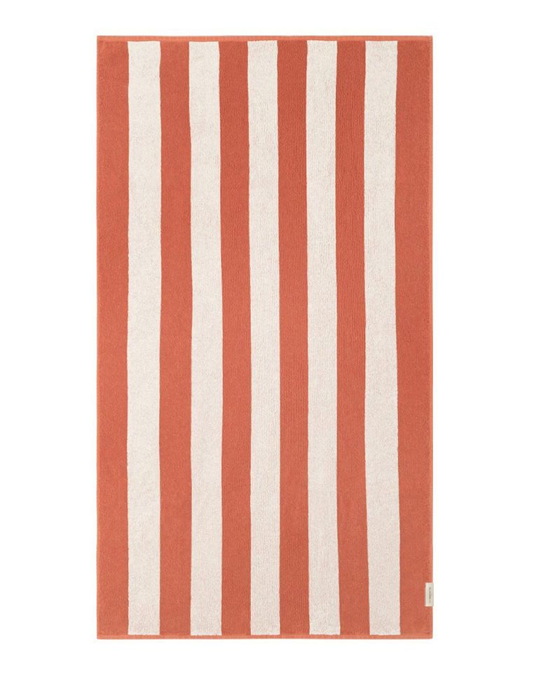 Serviette de plage Rayures Riviera 90x170 | Rouille / Crème
