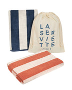 Serviette de plage Rayures Riviera 90x170 | Rouille / Crème