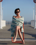 Serviette de plage Rayures Riviera 90x170 | Vert d'eau / Crème