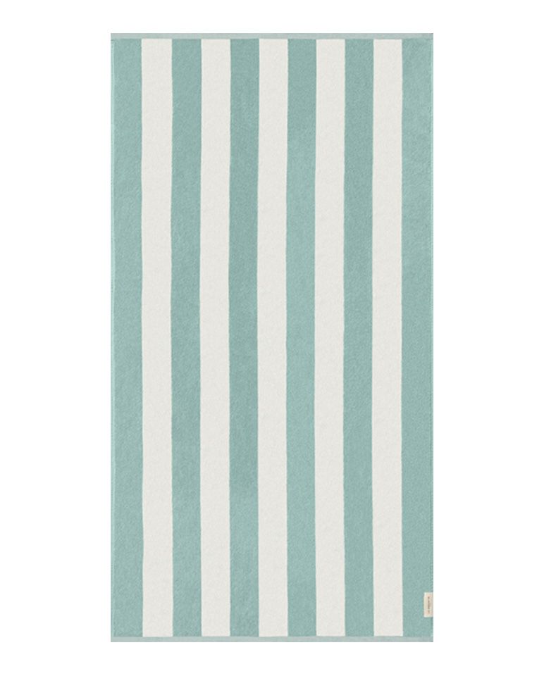 Riviera Stripe Beach Towel 90x170 | Sage Green / Cream