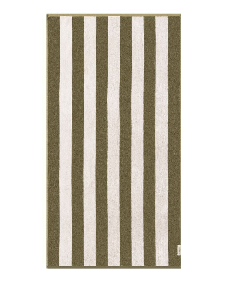 Riviera Stripes Beach Towel 90x170 | Olive Green / Cream