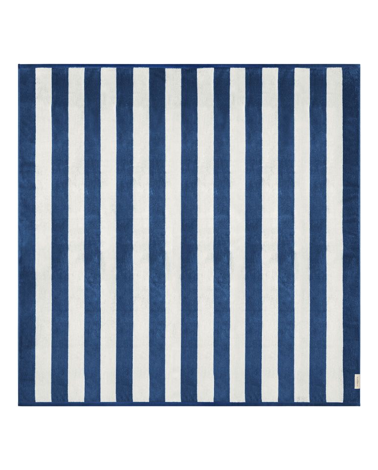 Riviera Stripes XXL Beach Towel | Ocean Blue / Cream