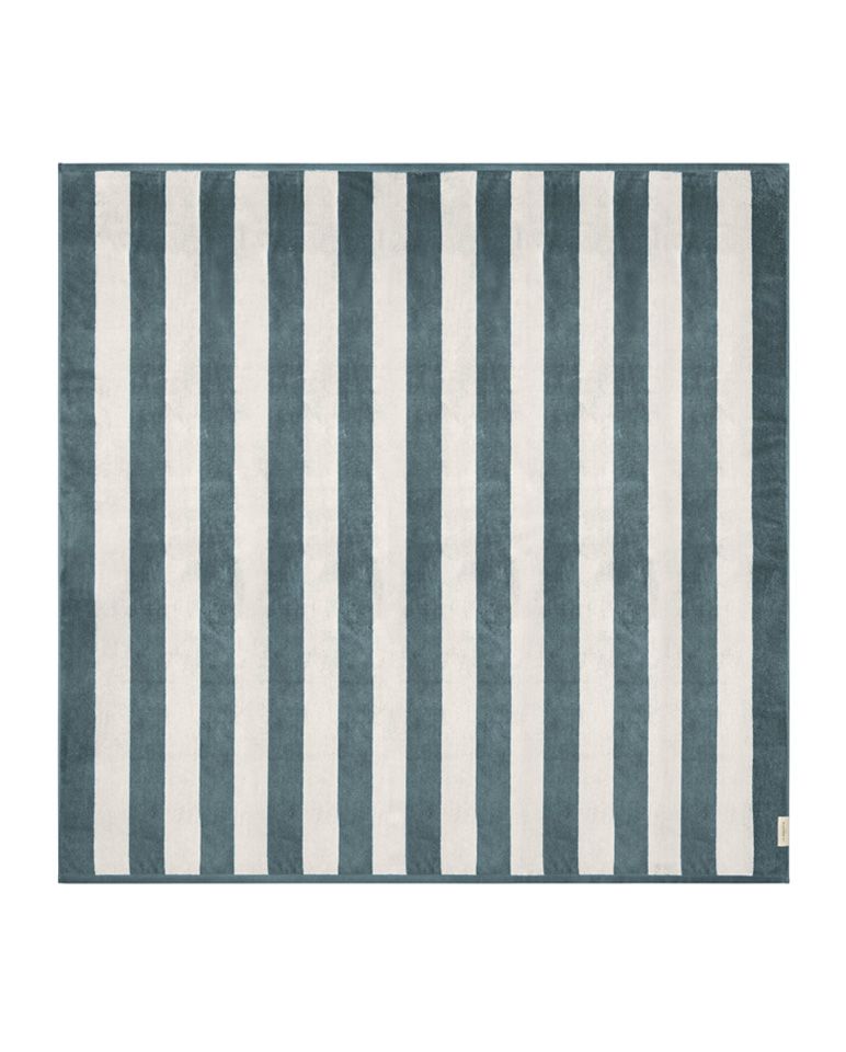 Serviette de plage Rayures Riviera XXL | Gris / Crème