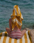 Serviette de plage Rayures Riviera XXL | Jaune Gold / Crème