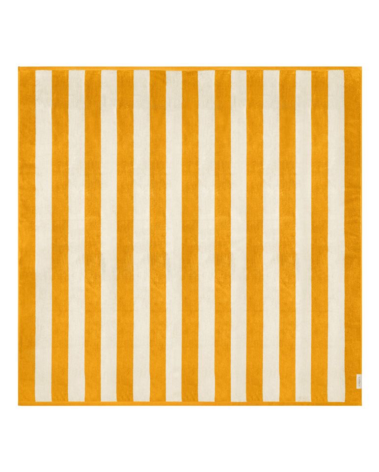 Serviette de plage Rayures Riviera XXL | Jaune Gold / Crème
