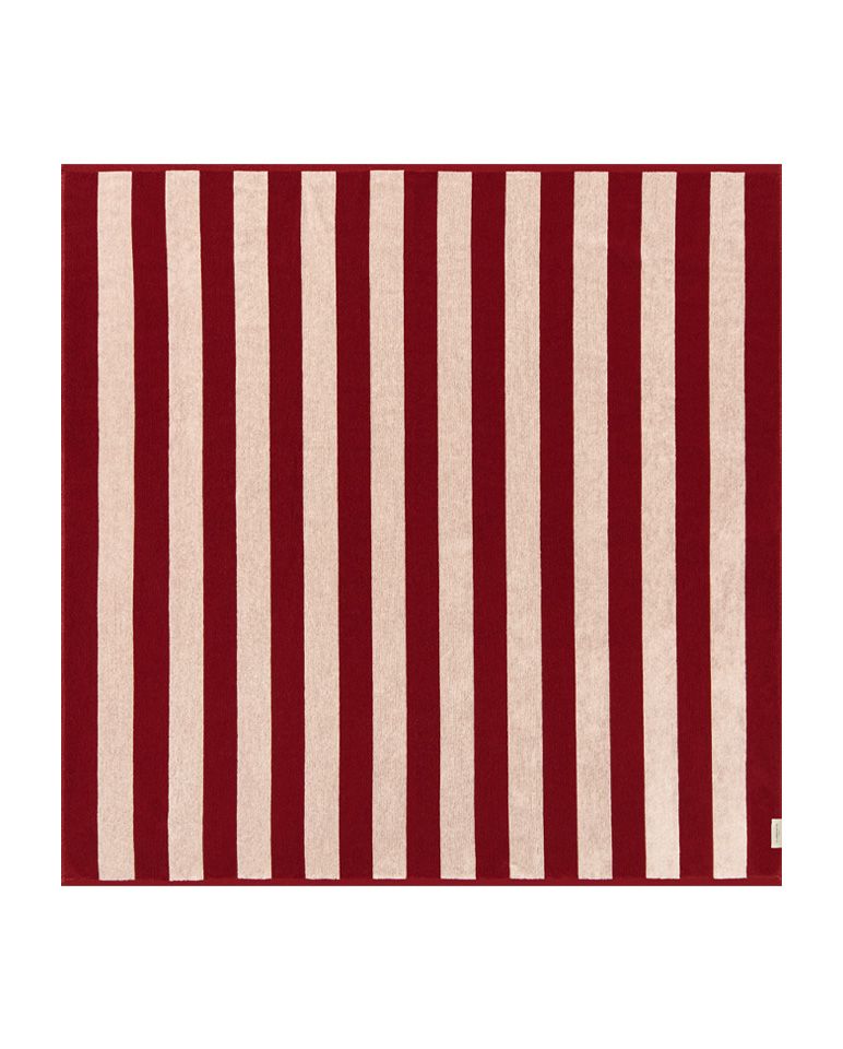 Serviette de plage Rayures Riviera XXL | Rouge Grenat / Crème