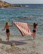 Serviette de plage Rayures Riviera XXL | Rouille / Crème