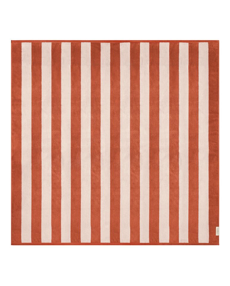Serviette de plage Rayures Riviera XXL | Rouille / Crème