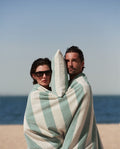 Serviette de plage Rayures Riviera XXL | Vert d'Eau / Crème