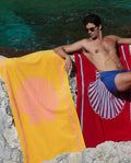Serviette de plage Seashell 90x170 | Jaune Olympe / Rose Vénus