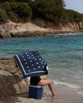 Serviette de plage Square | Bleu Océan / Crème