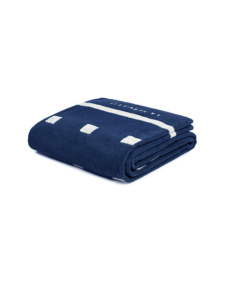 Serviette de plage Square | Bleu Océan / Crème