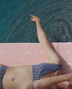 Serviette de plage Square | Rose Nymphe / Crème