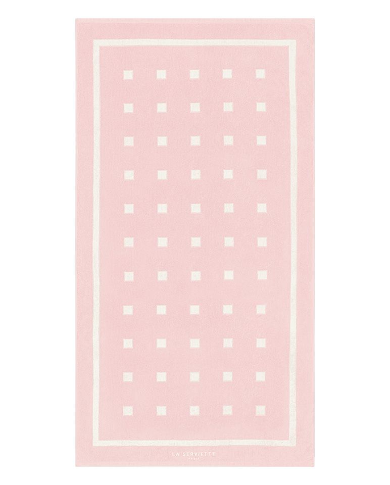 Serviette de plage Square | Rose Nymphe / Crème