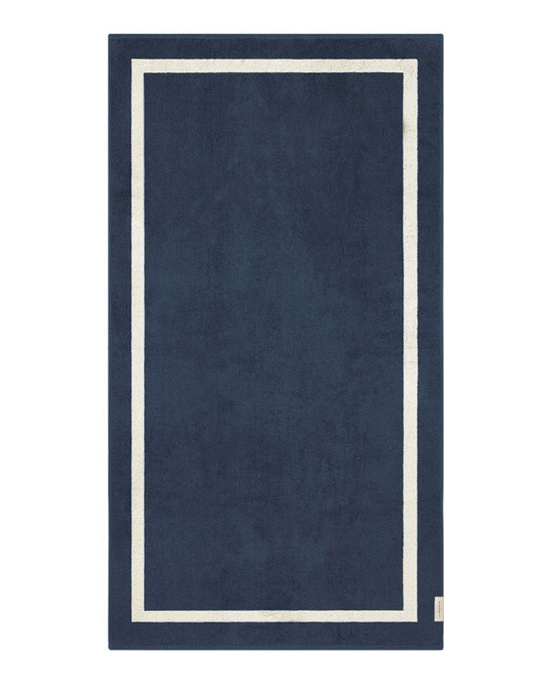 Serviette de plage Unie 90x170 | Bleu Océan / Crème