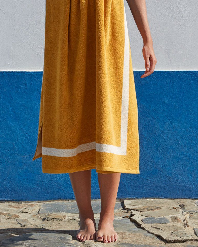 Serviette de plage Unie 90x170 | Jaune Gold / Crème