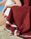 Serviette de plage Unie 90x170 | Rouge Grenat / Crème