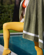 Serviette de plage Unie 90x170 | Vert Olive / Crème