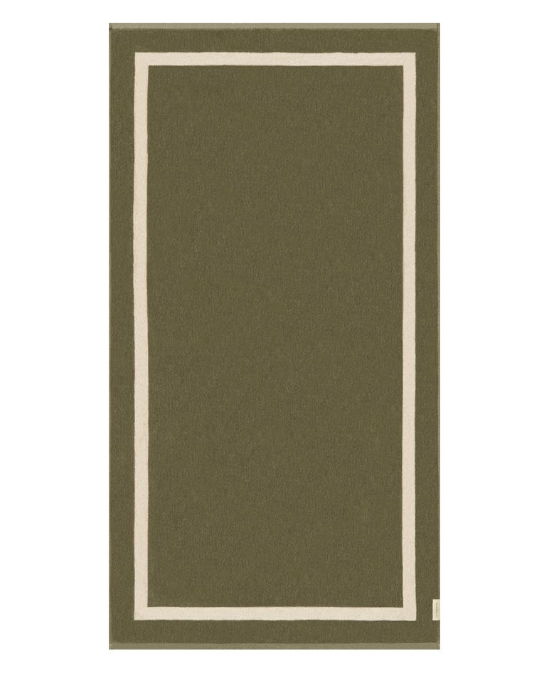 Solid Beach Towel 90x170 | Olive Green / Cream