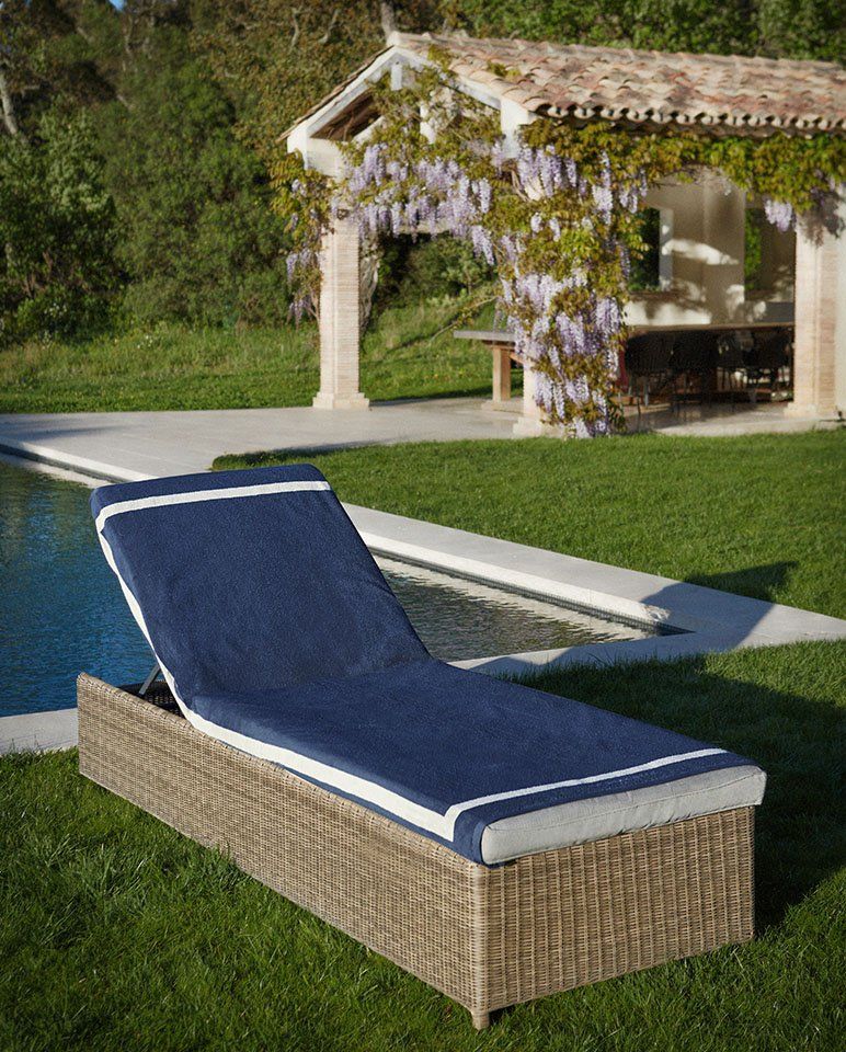 Solid Beach Towel 90x200 | Ocean Blue / Cream