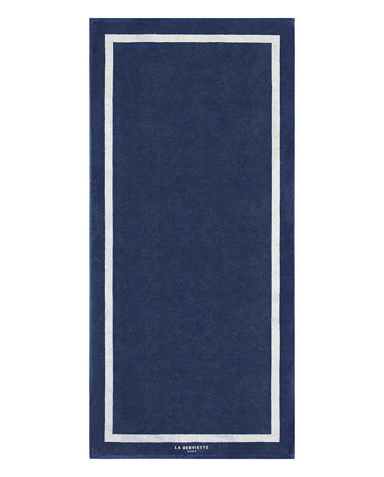 Solid Beach Towel 90x200 | Ocean Blue / Cream