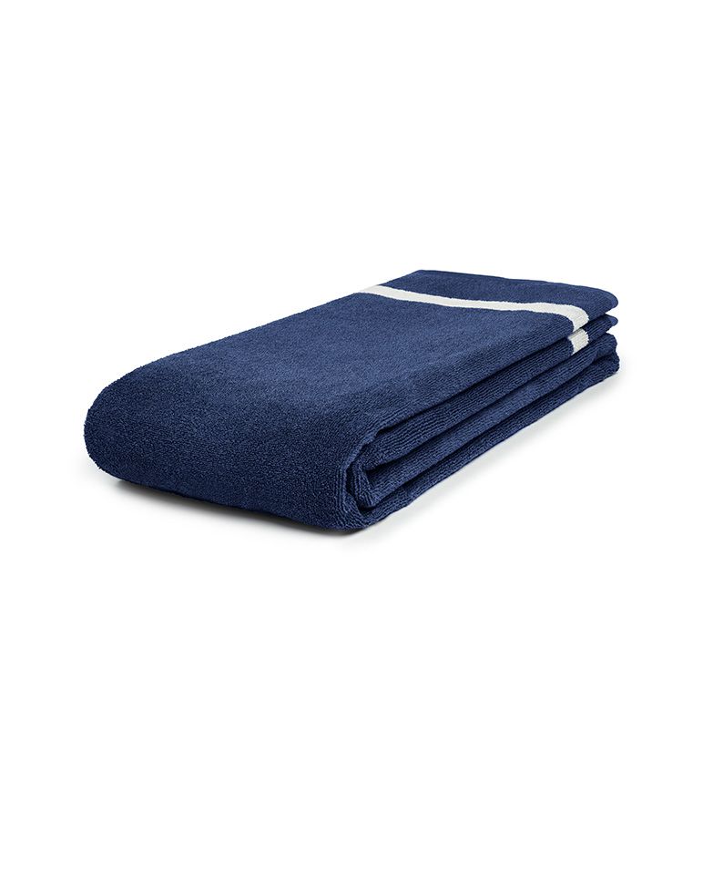 Solid Beach Towel 90x200 | Ocean Blue / Cream