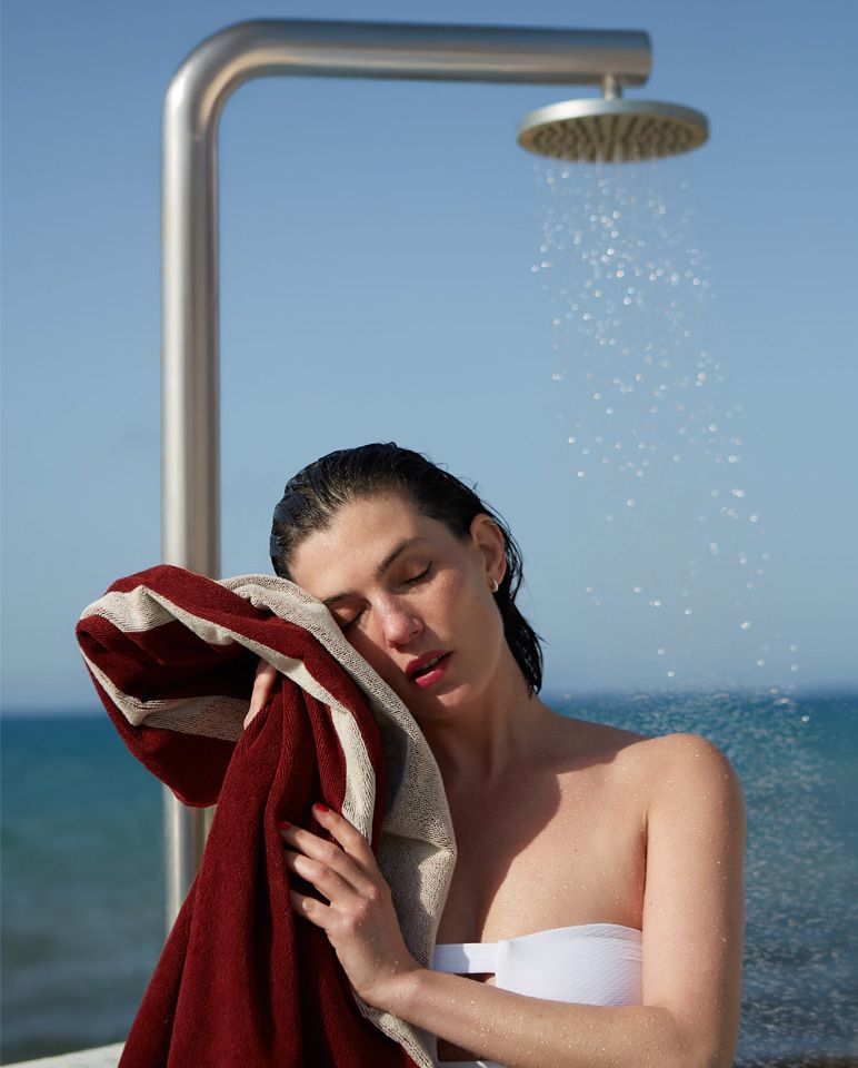 Serviette de plage Unie 90x200 | Rouge Grenat / Crème