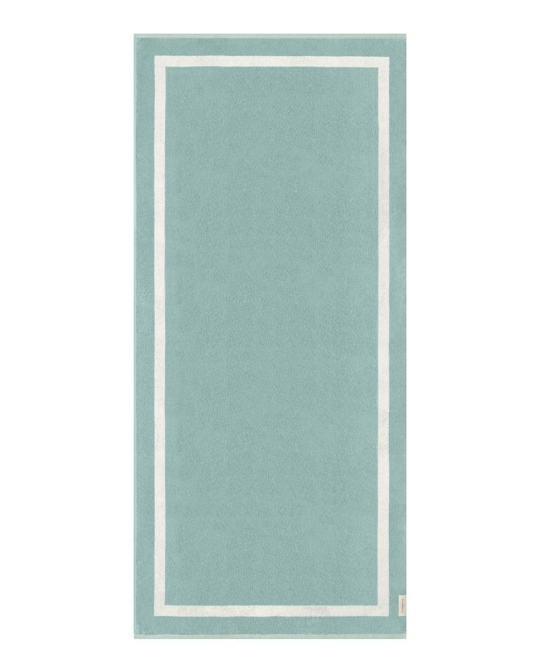 Plain Beach Towel 90x200 | Aqua Green / Cream