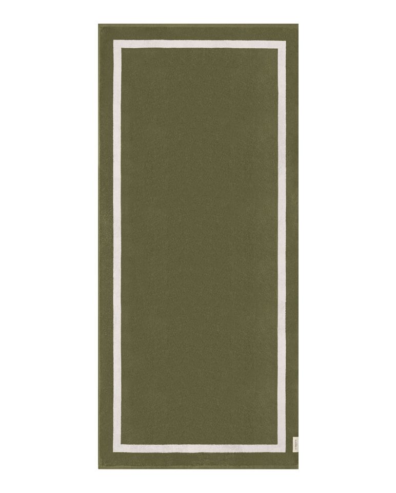 Solid Beach Towel 90x200 | Olive Green / Cream