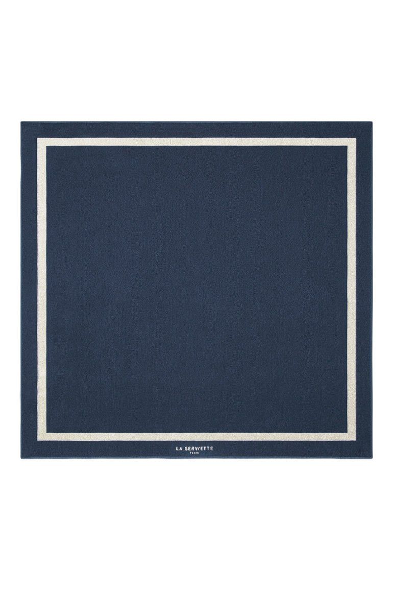 Serviette de plage Unie XXL 170x170 | Bleu Océan / Crème